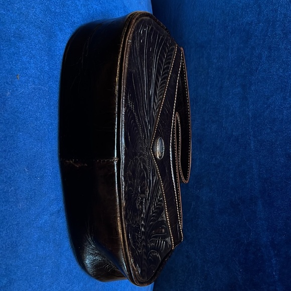 AMERICAN WEST Hand Tooled Brown Leather Shoulder Bag Purse - Picture 5 of 12